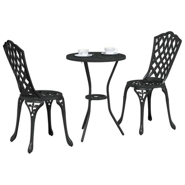 Berkfield Home Stylish 3 Piece Garden Bistro Set - Black Cast Aluminum - image 1