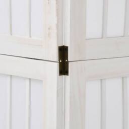 Berkfield Home Room Divider 3 Panels White Solid Wood Paulownia - thumbnail 7