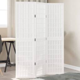 Berkfield Home Room Divider 3 Panels White Solid Wood Paulownia - thumbnail 2