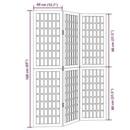 Berkfield Home Room Divider 3 Panels White Solid Wood Paulownia - thumbnail 8