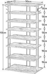 Rafaelo Mobilia 8 Tier Wide Shoe Rack in Brown - thumbnail 6