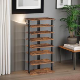 Rafaelo Mobilia 8 Tier Wide Shoe Rack in Brown - thumbnail 2