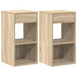 Berkfield Home Bedside Cabinets with Drawer 2 pcs Sonoma Oak 35x34x66.5 cm in Brown - thumbnail 2