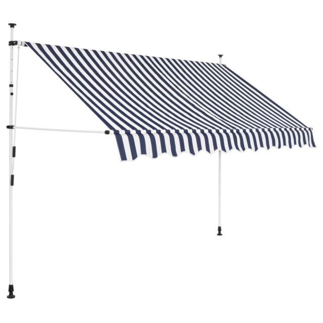Berkfield Home Manual Retractable Awning 250 cm Blue & White Stripes - image 1