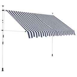 Berkfield Home Manual Retractable Awning 250 cm Blue & White Stripes - thumbnail 1