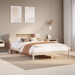 Berkfield Home Bookcase Bed without Mattress 135x190 cm Double Solid Wood Pine in Brown - thumbnail 1