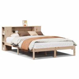 Berkfield Home Bookcase Bed without Mattress 135x190 cm Double Solid Wood Pine in Brown - thumbnail 2