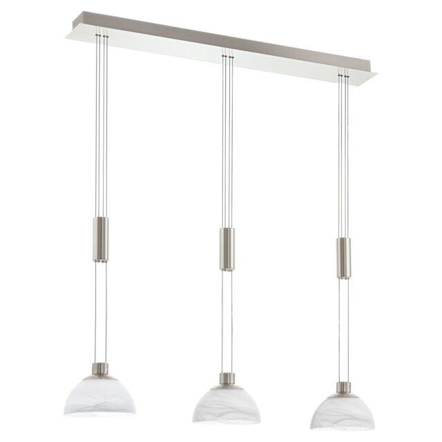 Loops Pendant Light Colour Satin Nickel Shade White Glass Alabaster Bulb LED 3x6W in Metallics - image 1
