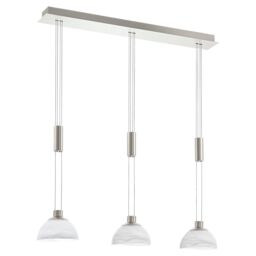 Loops Pendant Light Colour Satin Nickel Shade White Glass Alabaster Bulb LED 3x6W in Metallics
