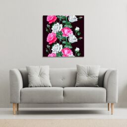 Benjamin Tate Design pattern of Pink & White Flowers (Canvas Print) / 90 x 90 x 4cm in Natural - Size: 90 x 90 x 4 cm - thumbnail 1