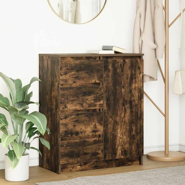 Berkfield Home Sideboard with Drawers Smoked Oak 71x35x84 cm Engineered Wood in Brown - Size: 71 x 35 x 84 cm - image 1