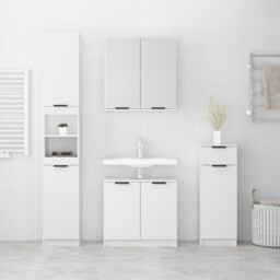 Berkfield Home 4 Piece Bathroom Cabinet Set White Engineered Wood - thumbnail 3