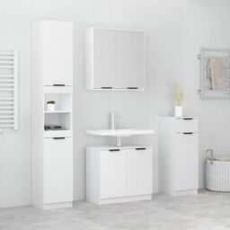 Berkfield Home 4 Piece Bathroom Cabinet Set White Engineered Wood - thumbnail 1