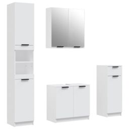Berkfield Home 4 Piece Bathroom Cabinet Set White Engineered Wood - thumbnail 2
