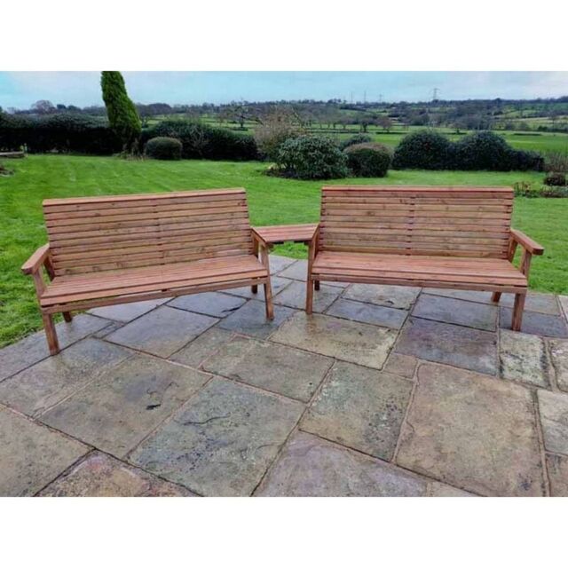Churnet Valley Garden Furniture Ltd Valley 6 Seat Set 2X3B Angled Tray - Timber - Fully Assembled in Brown - image 1