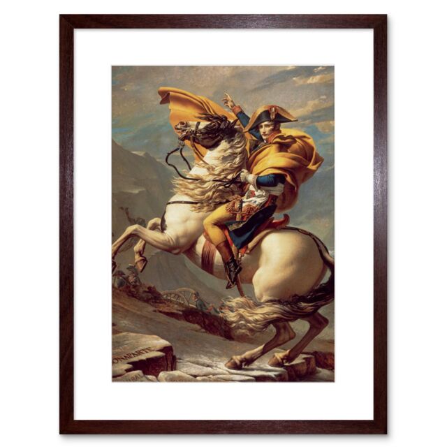 "Artery8 Wall Art Print Napoleon Crossing The Alps Art Black Framed 9x7 inch in Brown - Size: W7"" x H9""" - image 1