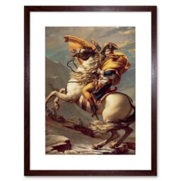 "Artery8 Wall Art Print Napoleon Crossing The Alps Art Black Framed 9x7 inch in Brown - Size: W7"" x H9""" - thumbnail 1