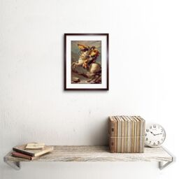 "Artery8 Wall Art Print Napoleon Crossing The Alps Art Black Framed 9x7 inch in Brown - Size: W7"" x H9""" - thumbnail 2