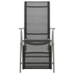 Berkfield Home Reclining Garden Chairs 2 pcs Textilene & Aluminium Silver in Black - thumbnail 3