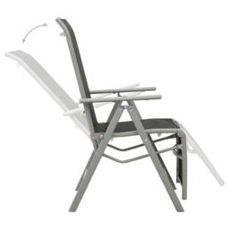 Berkfield Home Reclining Garden Chairs 2 pcs Textilene & Aluminium Silver in Black - thumbnail 6