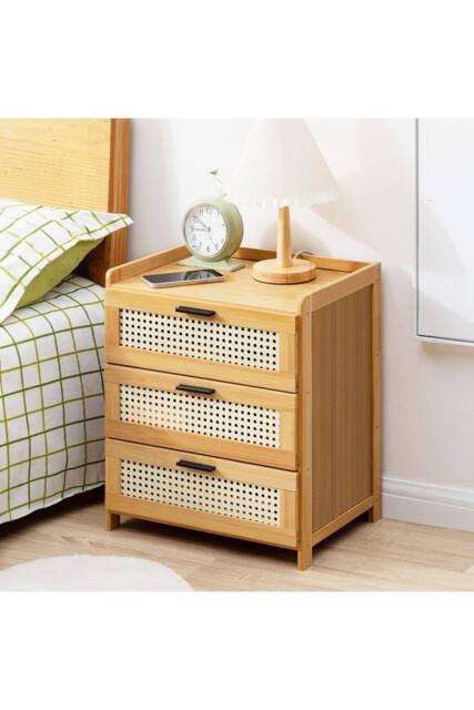 H&O Direct Wooden 3-Drawers Nightstand for Bedroom in Brown - image 1