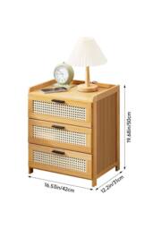 H&O Direct Wooden 3-Drawers Nightstand for Bedroom in Brown - thumbnail 3