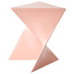 Wyld and Coco Pastel Pink Triangular Side Table Lightweight Synthetic Geometric - thumbnail 2