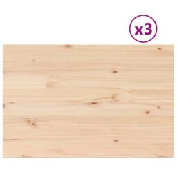 Berkfield Home Table Tops 3 pcs 80x53x1.7 cm Rectangular Solid Wood Pine in Brown - thumbnail 2