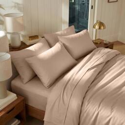 Bedable 100% Cotton Sateen Bedding Bundle 460 Thread Count - Duvet Cover + Fitted Sheet + 4 Pillowcases + Duvet + 4 Pillows in Beige - Size: Double - thumbnail 5