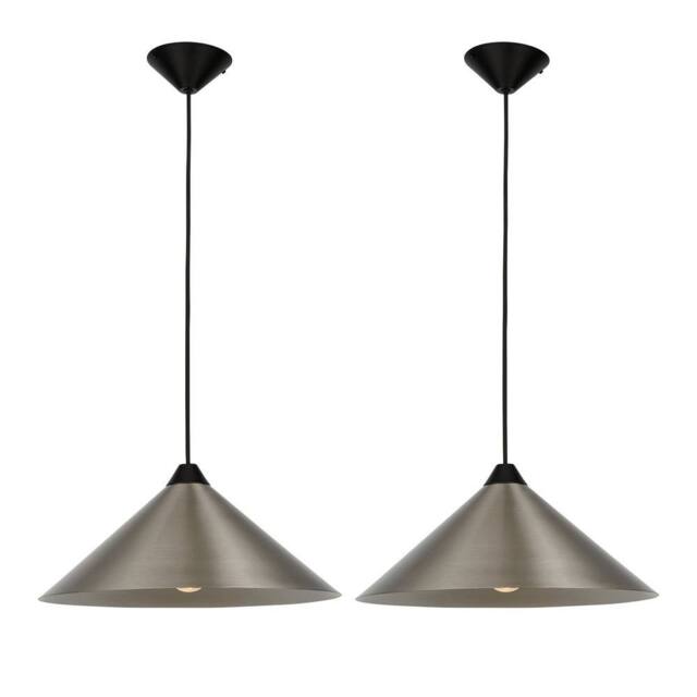 First Choice Lighting Set of 2 Fontana - Brushed Chrome 40cm Diameter Ceiling Pendants in Silver - image 1