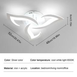 Goeco LED Flower Ceiling Light, 36W, Modern Ceiling Light 6500K for Bedroom in Silver - thumbnail 5