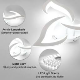Goeco LED Flower Ceiling Light, 36W, Modern Ceiling Light 6500K for Bedroom in Silver - thumbnail 6