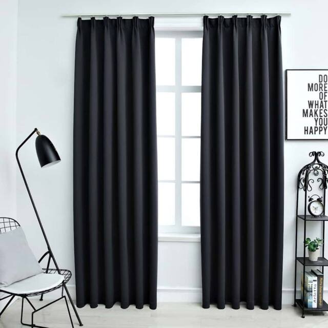 Berkfield Home Blackout Curtains with Hooks 2 pcs Black 140x175 cm - image 1