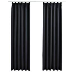 Berkfield Home Blackout Curtains with Hooks 2 pcs Black 140x175 cm - thumbnail 2