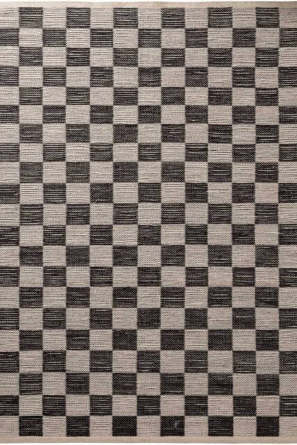 THE RUGS Handloom Jute Rug Rex Reversible White Black Checkerboard - Size: 80 cm x 300 cm - image 1