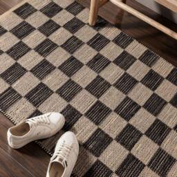 THE RUGS Handloom Jute Rug Rex Reversible White Black Checkerboard - Size: 80 cm x 300 cm - thumbnail 4
