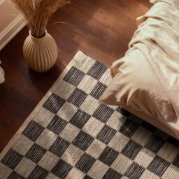 THE RUGS Handloom Jute Rug Rex Reversible White Black Checkerboard - Size: 80 cm x 300 cm - thumbnail 2