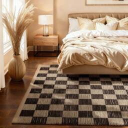 THE RUGS Handloom Jute Rug Rex Reversible White Black Checkerboard - Size: 80 cm x 300 cm - thumbnail 3