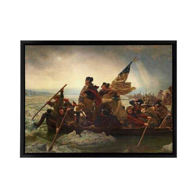 "Artery8 Leutze Washington Crossing The Delaware Framed Canvas Wall Art Print - Size: W12"" x H16""" - image 1