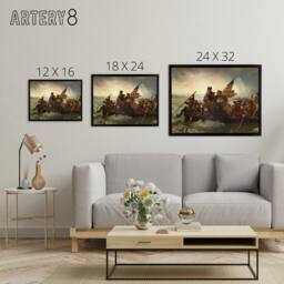 "Artery8 Leutze Washington Crossing The Delaware Framed Canvas Wall Art Print - Size: W12"" x H16""" - thumbnail 4