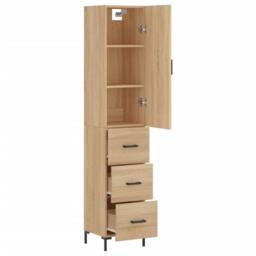 Berkfield Home Highboard Sonoma Oak 34.5x34x180 cm Engineered Wood in Brown - thumbnail 4