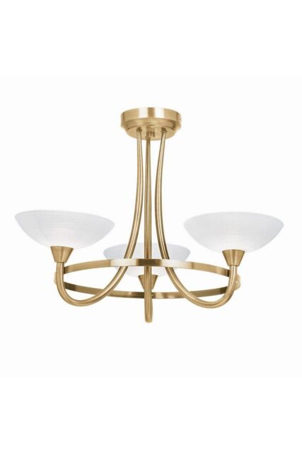 Netlighting Cagney 3 Light Semi Flush Multi Arm Ceiling Light Antique Brass White Glass G9 in Gold - image 1