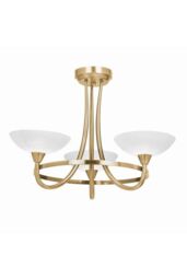 Netlighting Cagney 3 Light Semi Flush Multi Arm Ceiling Light Antique Brass White Glass G9 in Gold