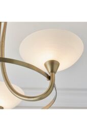 Netlighting Cagney 3 Light Semi Flush Multi Arm Ceiling Light Antique Brass White Glass G9 in Gold - thumbnail 6