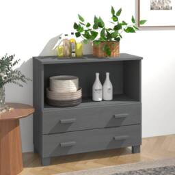 Berkfield Home Sideboard HAMAR Dark Grey 85x35x80 cm Solid Wood Pine - Size: 85 x 35 x 80 cm - thumbnail 2