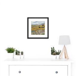 Artery8 Van Gogh Enclosed Field Ploughman Painting 8X8 Inch Square Wooden Framed Wall Art Print Picture with Mount in Black - thumbnail 2
