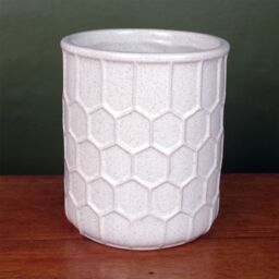 Leaf White Honeycomb Speckled Ceramic Planter Plant Pot - thumbnail 1