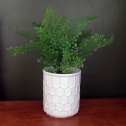 Leaf White Honeycomb Speckled Ceramic Planter Plant Pot - thumbnail 2