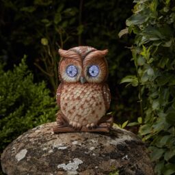 mysmartbuy Solar Powered Blinking Owl Garden Ornament with Light Up Eyes in Brown - thumbnail 1