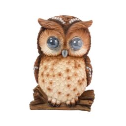 mysmartbuy Solar Powered Blinking Owl Garden Ornament with Light Up Eyes in Brown - thumbnail 2